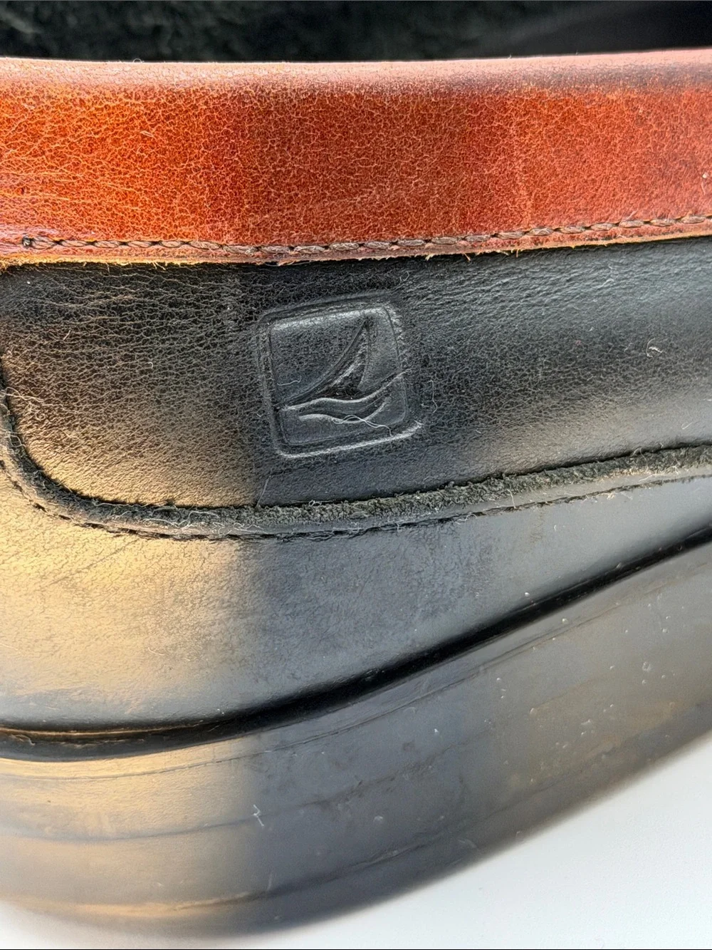SPERRY TOPSIDER sz10 Black and Brown Soft Leather Penny Loafers